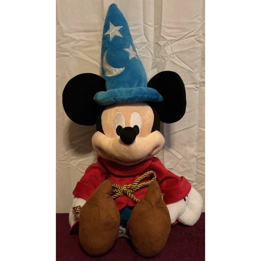 Disney Store Fantasia Mickey Mouse 24" Sorcerer/Wizard Magic Plush‎